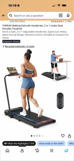 THERUN Visit the Store 4.0 4.0 out of 5 stars (1,288) THERUN Walking Pad with Handle Bar, 2 in 1 Under Desk Portable Treadmill
