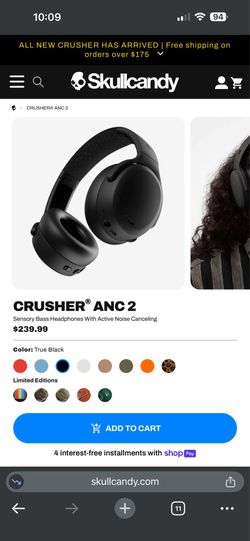 Crusher ANC 2 Active Noise Canceling Over-Ear Headphones