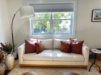 Crate and Barrel Pacific Wood Base 80" Bench Sofa
