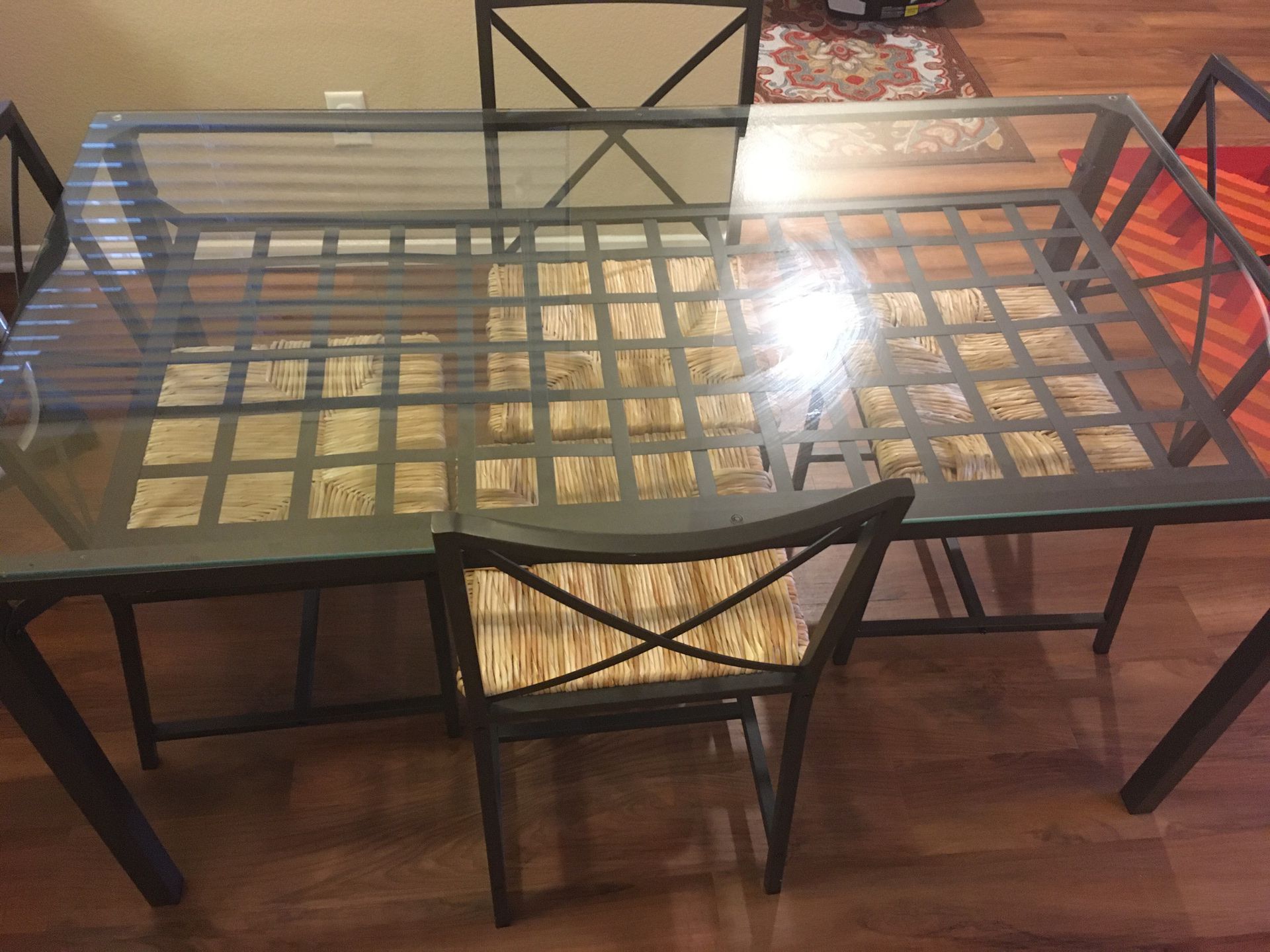 Kitchen four chair Glass table