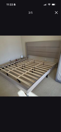 King Size Upholstered Gray Bed Frame Very Clean and Good Condition