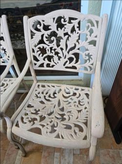 Cast Aluminum Patio Chair with Floral Scrollwork new in box