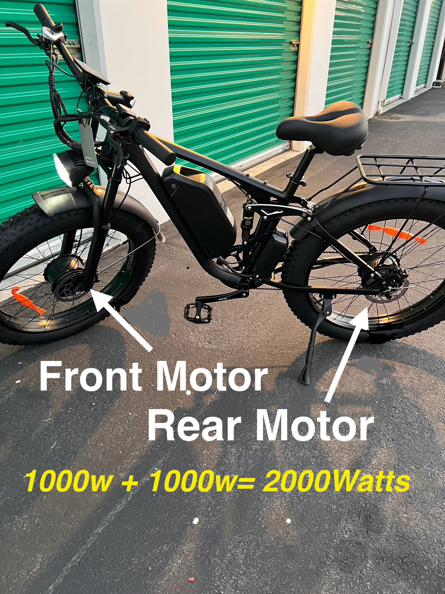 Dual Motor(2x1000W=2000W Total) Electric Ebike, Mountain Bike (26x4.0) 33-35 Mph