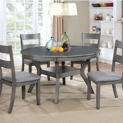 Brand New Plush Grey 5pc Dining Table Set