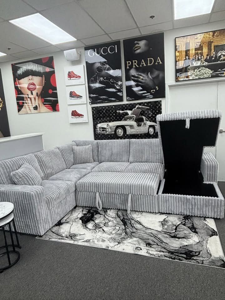 Large, Versatile Soft Jumbo Corduroy Sleeper Sectional Sofa