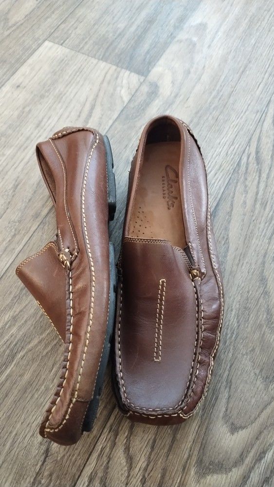 MEN'S CLARK'S BROWN SLIP ON LOAFERS SHOES NC SIZE 11M