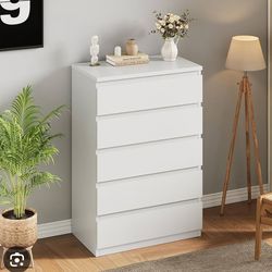 White 5 Drawer Dresser for Bedroom, 15" D x 23.7" W x 40.4"