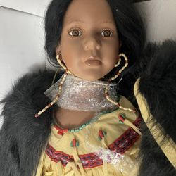 3foot Native American Porcelain Doll Collectible 