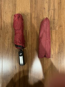 Burgundy Compact Travel Umbrella - Auto Open/Close, Lightweight Design