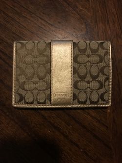 Gold Signature Stripe Coach Wallet