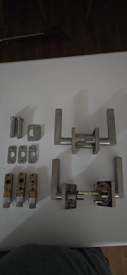 Modern Square Door Lever Handle Set - Brushed Nickel