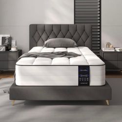 Twin Size Mattress  10 Inch Twin Bed Hybrid Mattresses, Medium Firm Memory Foam and Pocket Springs,