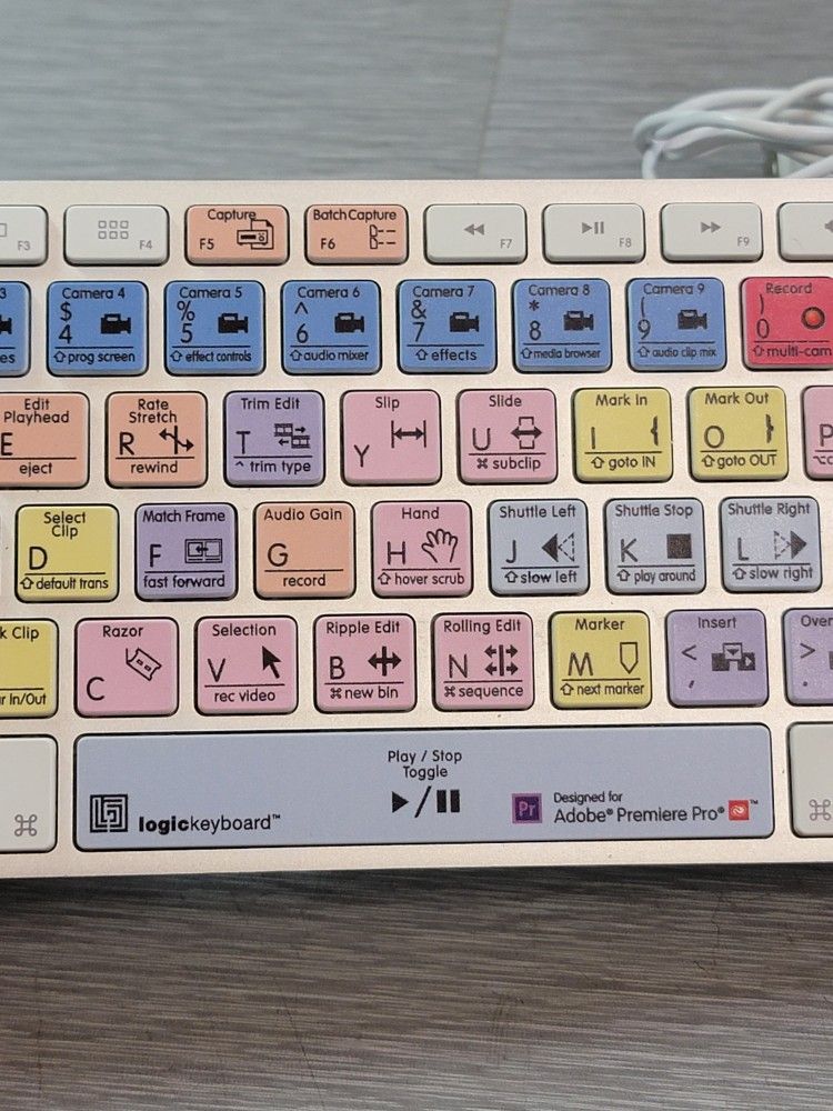Apple LogicKeyboard Edition Adobe Premiere Pro Mac Keyboard Model:A1243 - TESTED βοΈ