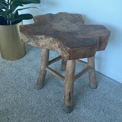 Natural Wood Small Side Table 