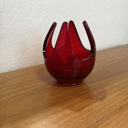 Vinatge Viking Crackle Glass Votive Candle Holder