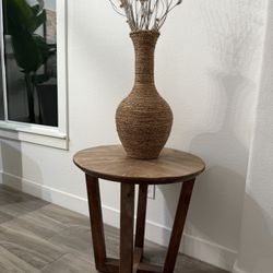 Wood Round Side Table 
