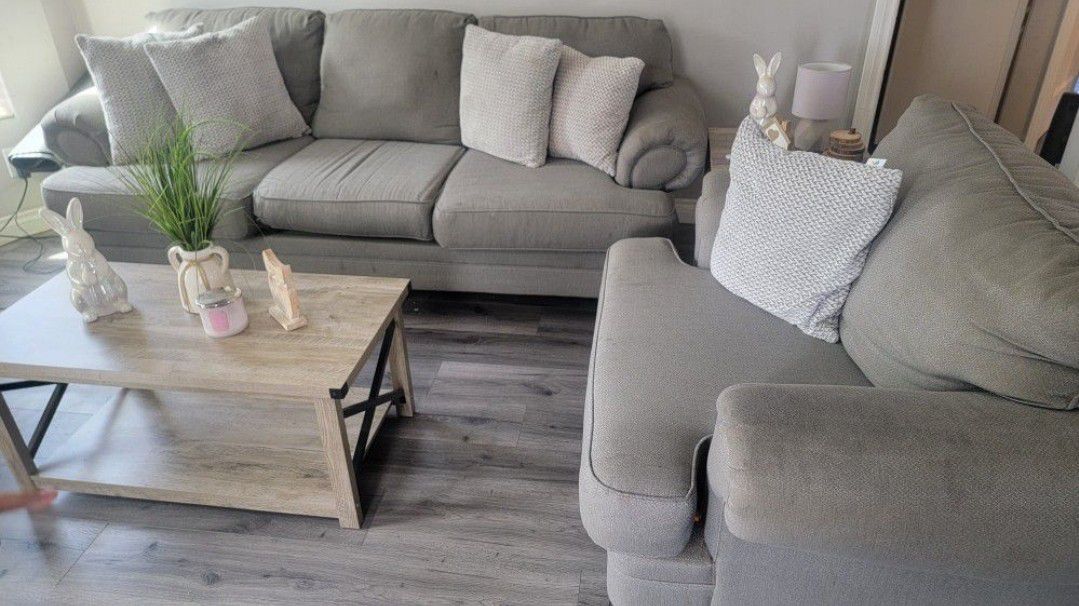 Gray 2 Pcs Sofa Set 