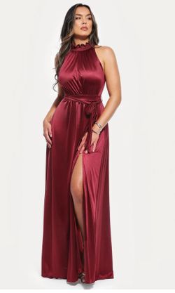 Popilush Draped High Neck Sculpting Floral-Print Maxi Dress