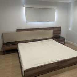 Cal King Bed Frame w/ 2 Nightstands + Matching Dresser