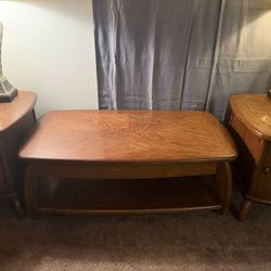 3pc End Tables And Coffee Table Storage Magazine Rack Shelf Solid Wood 