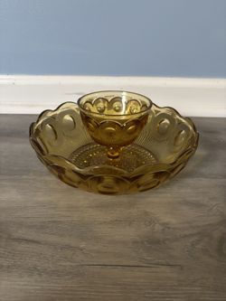 Amber Glass Serving Bowl
