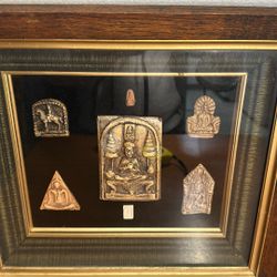 Collection Framed Buddhism Clay , Amulets ( 7 )  