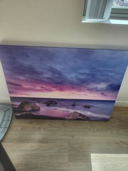 Large sunset painting - Wood Frame