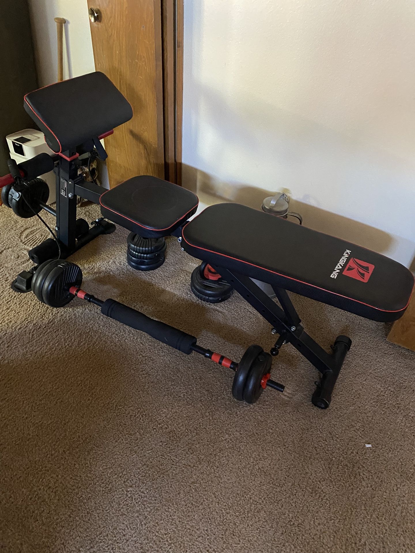 Weight Bench And 50 Pounds Of Weights