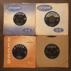 4 Vinyl 45 Records-Ricky Nelson-Tommy Steele-Andy Williams-Sandy Nelson-Made In England GC.  