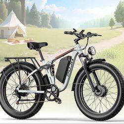 4000W Dual Motor Ebike with 52V 25Ah Removable Battery for Adults,Max Speed 38MPH Up to 100 Miles,24" Fat Tire Electric Bike for Snow Off-Road Commute