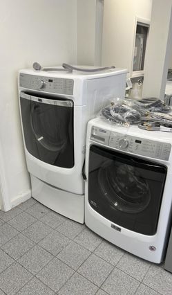 Maytag Front Load Washer & Electric Dryer Set – Stackable, White