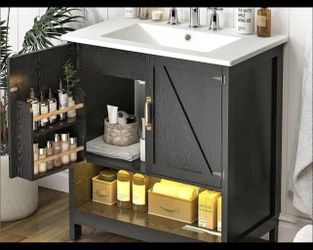 30” Bathroom Vanity Cabinet In Black