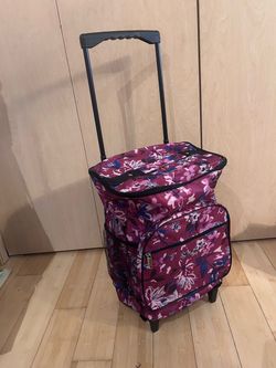 Weekender Trolley Bag Pink Floral Watercolor Print Adjustable Handle New
