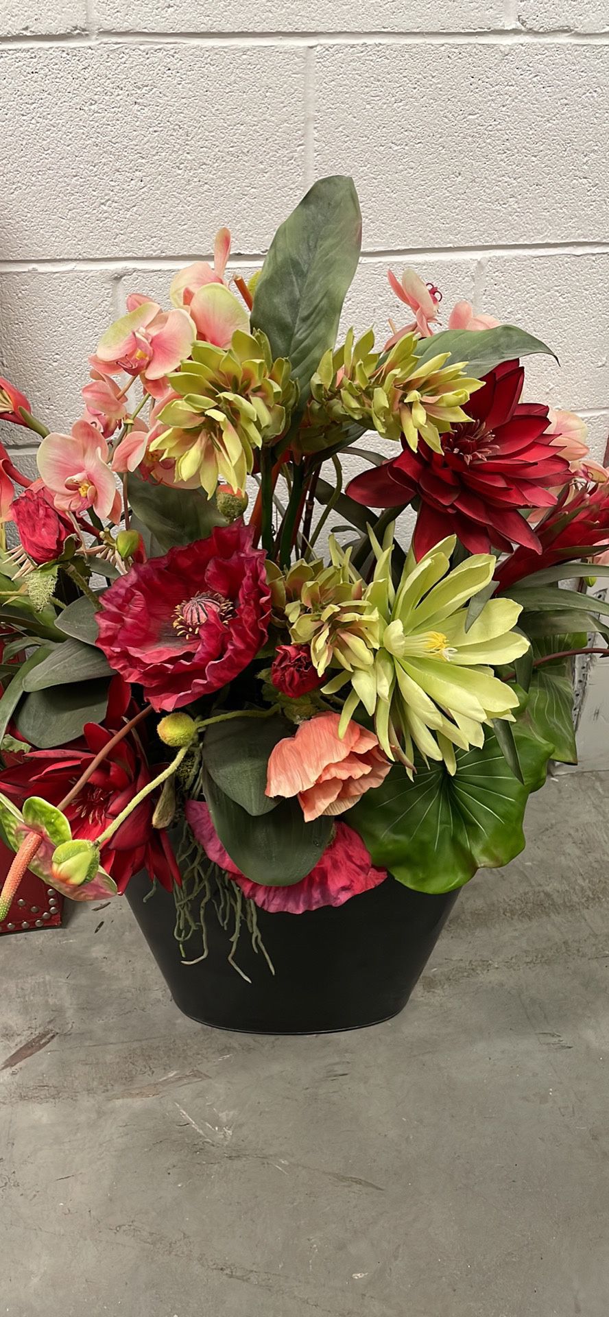 Flowers, Floral, Silk, Metal Vase, Extra Large,Ghent