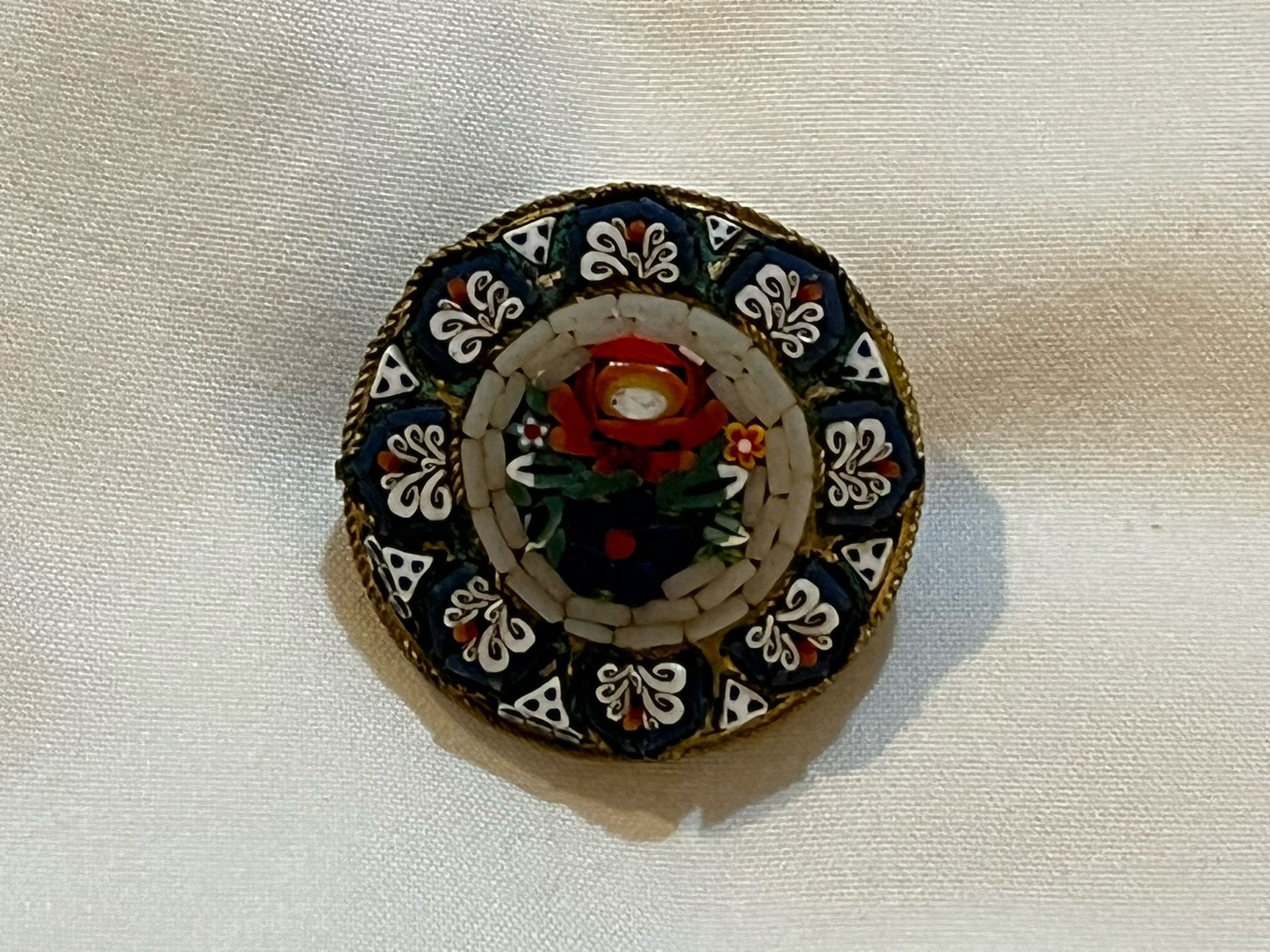 Vitally Glass Floral Mosaic Brooch Italy