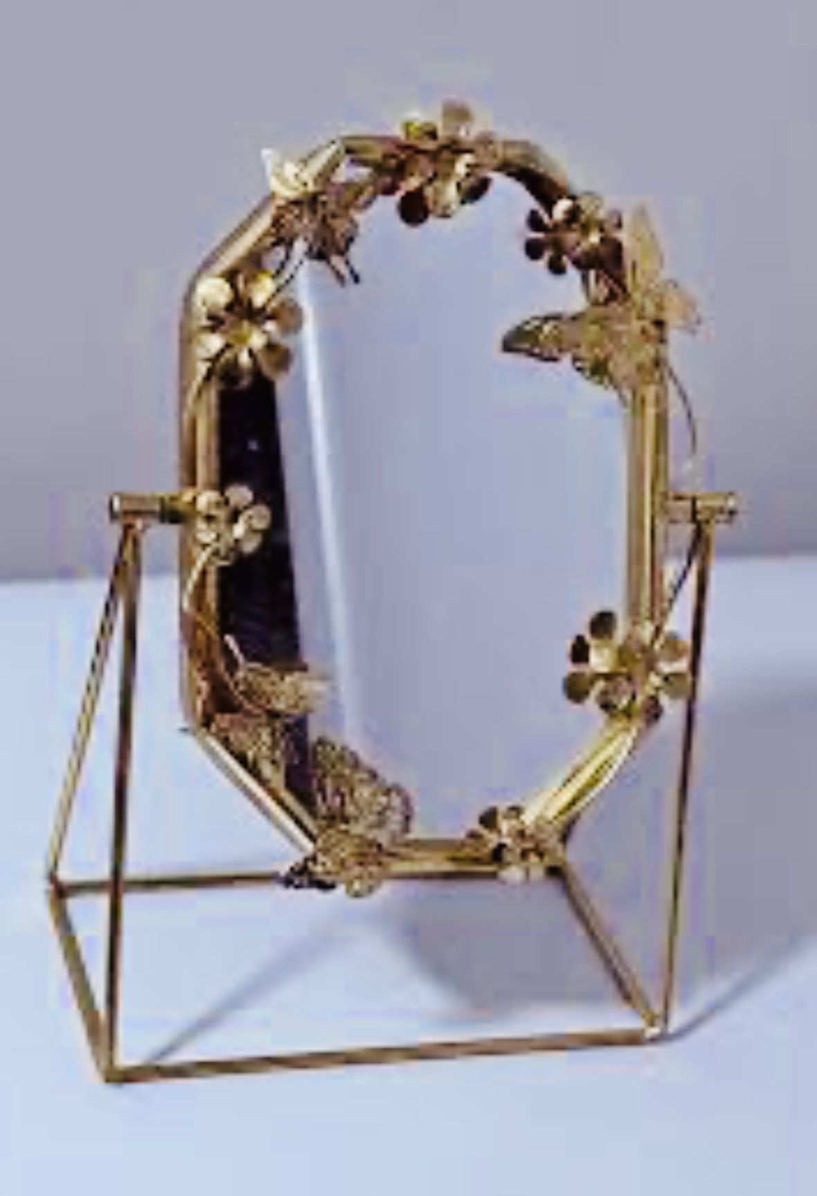 Beautiful Butterfly Gold Filigree Dresser Mirror