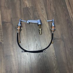 Chrome Two-Handle Bathroom Faucet with Supply Lines