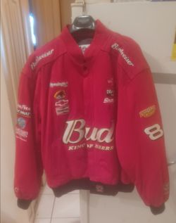 Vintage Dale Earnhardt Jr.  Budweiser Red Suede Racing Jacket, Size 2 XL