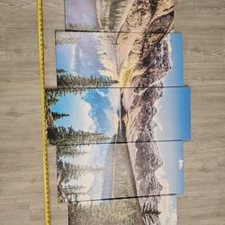 KREATIVE ARTS - 5 Pieces Canvas Prints Wall Art Canada Moraine Lake And Rocky Mountain Landscape Pictures Modern Canvas Painting Giclee Size 60x32inch