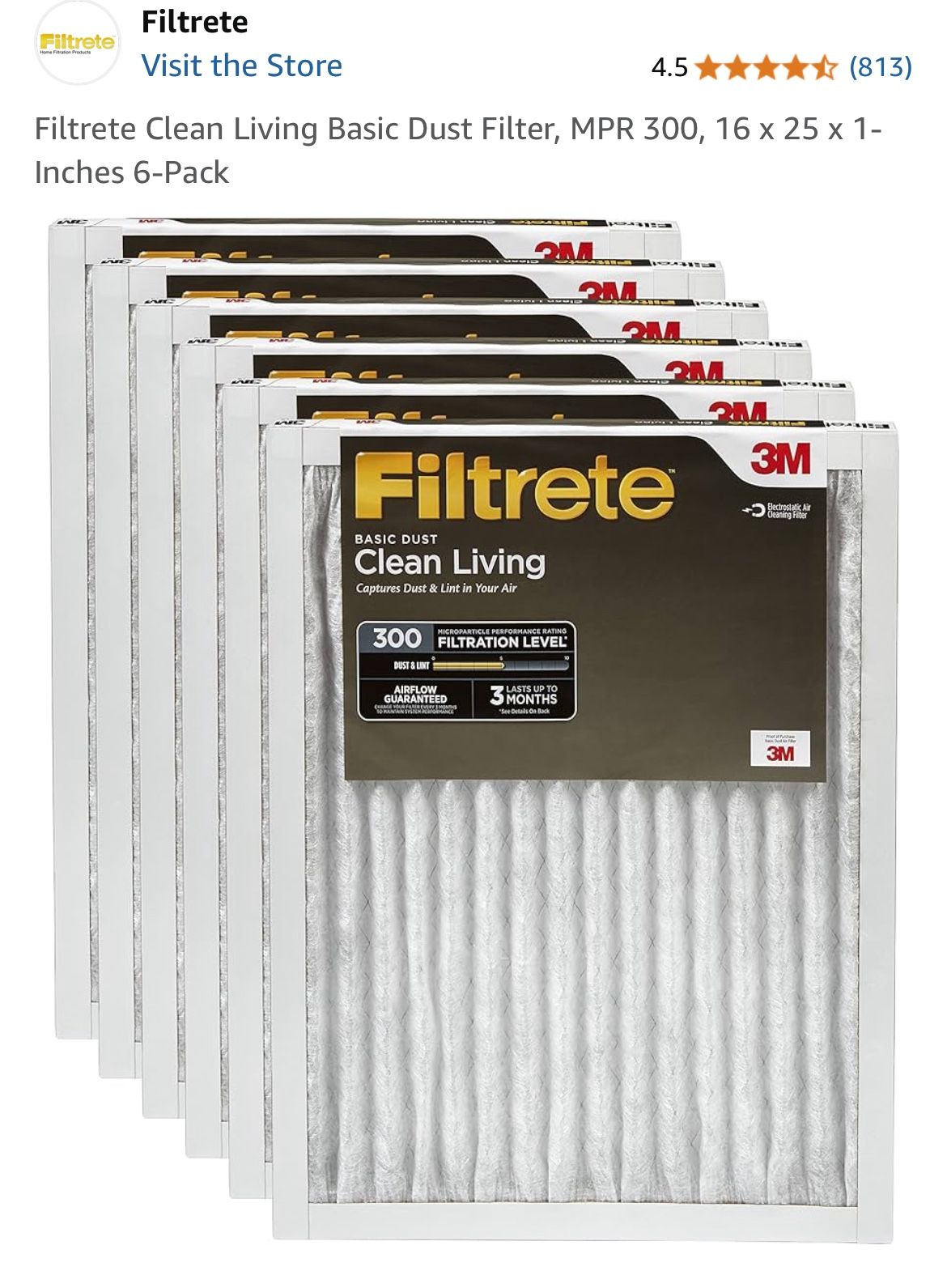 6 Air Filters 16x25x1