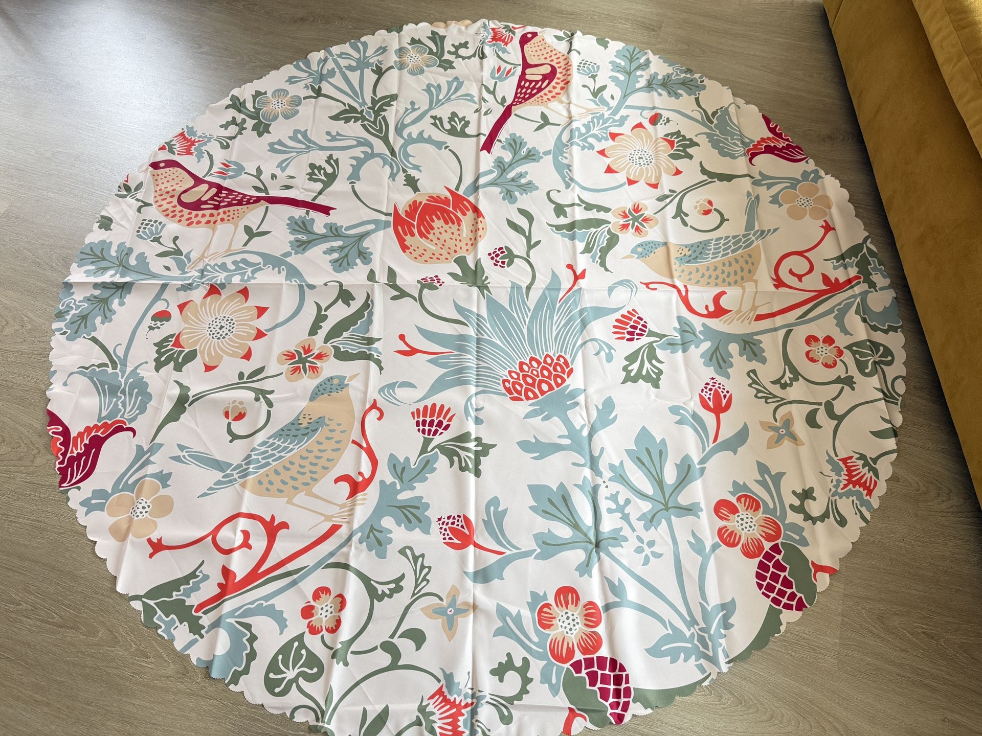 Art Round Tablecloth Table Cover Abstract Retro Mid Century Boho Floral Bird Round Tableclo