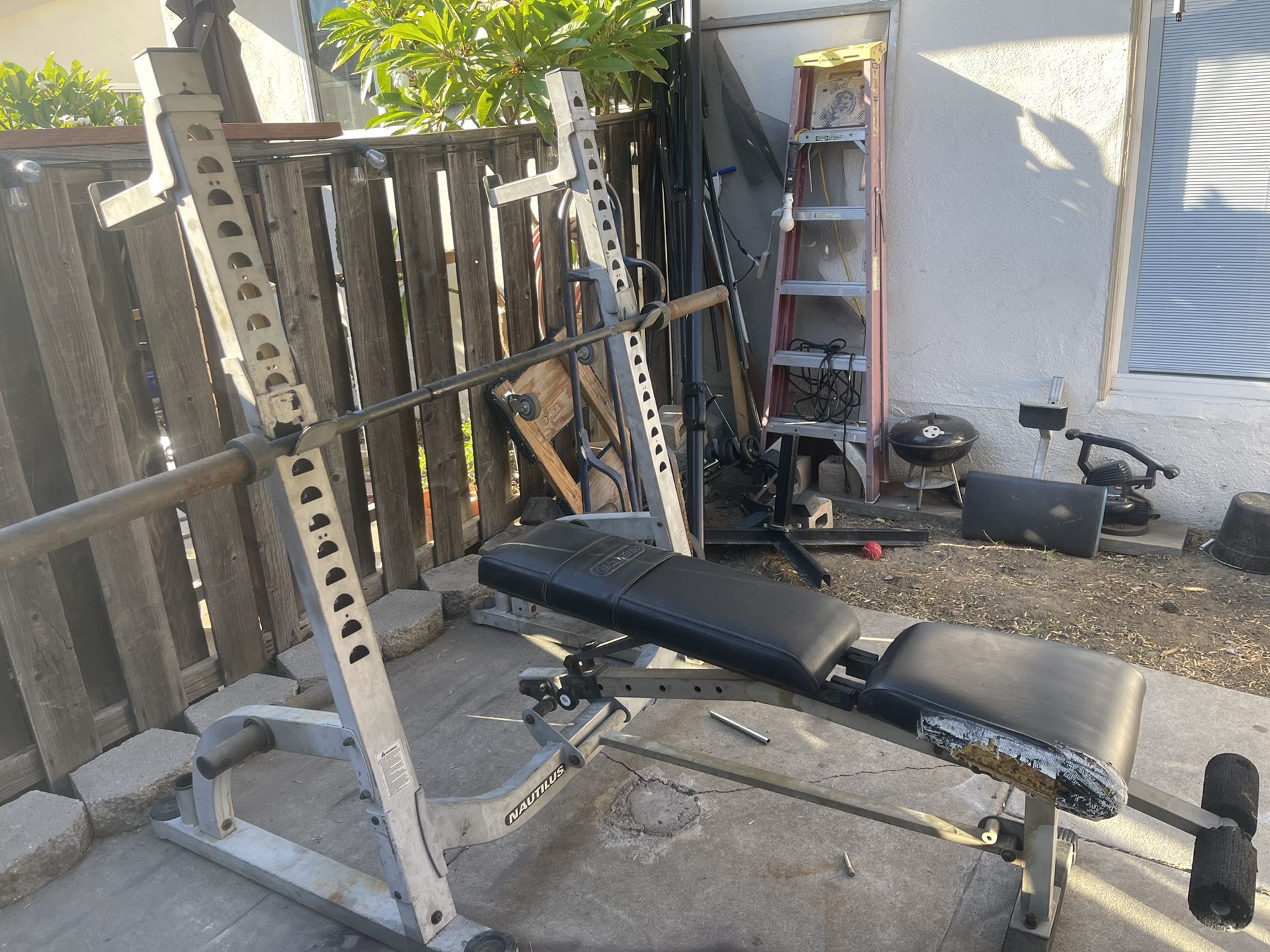Olympic Weight Bench With Squat Rack  Plus Bar 