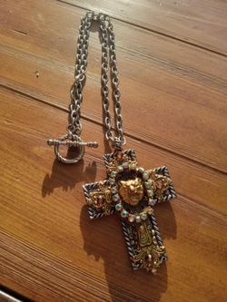 Vintage Lion Cross Necklace