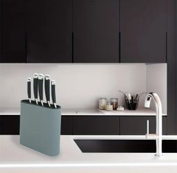 NEW Plastic Oval Shaped Cutlery Easy Grip Knife Block