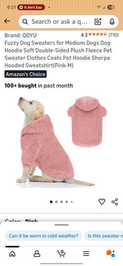 Dog Sweater Fuzzy Medium (Pink)