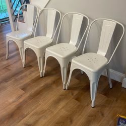 White, Metal Chairs ( Set Of 4)