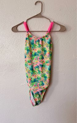Girls vibrant green and pink one piece swimsuit size 16