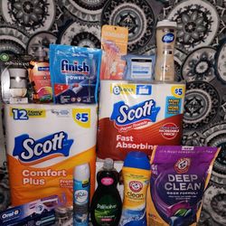 bundle arm and hammer pods & booster, glade, airwick, Palmolive, softsoap, dial, razors, neutrogena, crest and oral b
