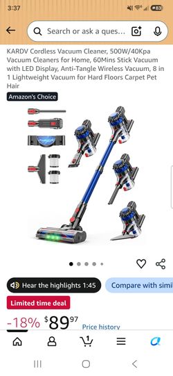 KARDV Cordless Stick Vacuum Cleaner 8-in-1