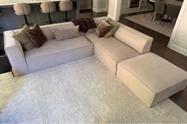 Light Beige Sectional Sofa with Chaise